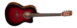 גיטרה קלאסית מוגברת CORT JADE E Nylon Burgundy Red Burst cutaway